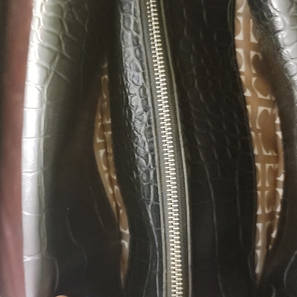 LIZ CLAIBORNE NEW YORK FAUX CROC SATCHEL PURSE HANDBAG - Picture 6 of 11